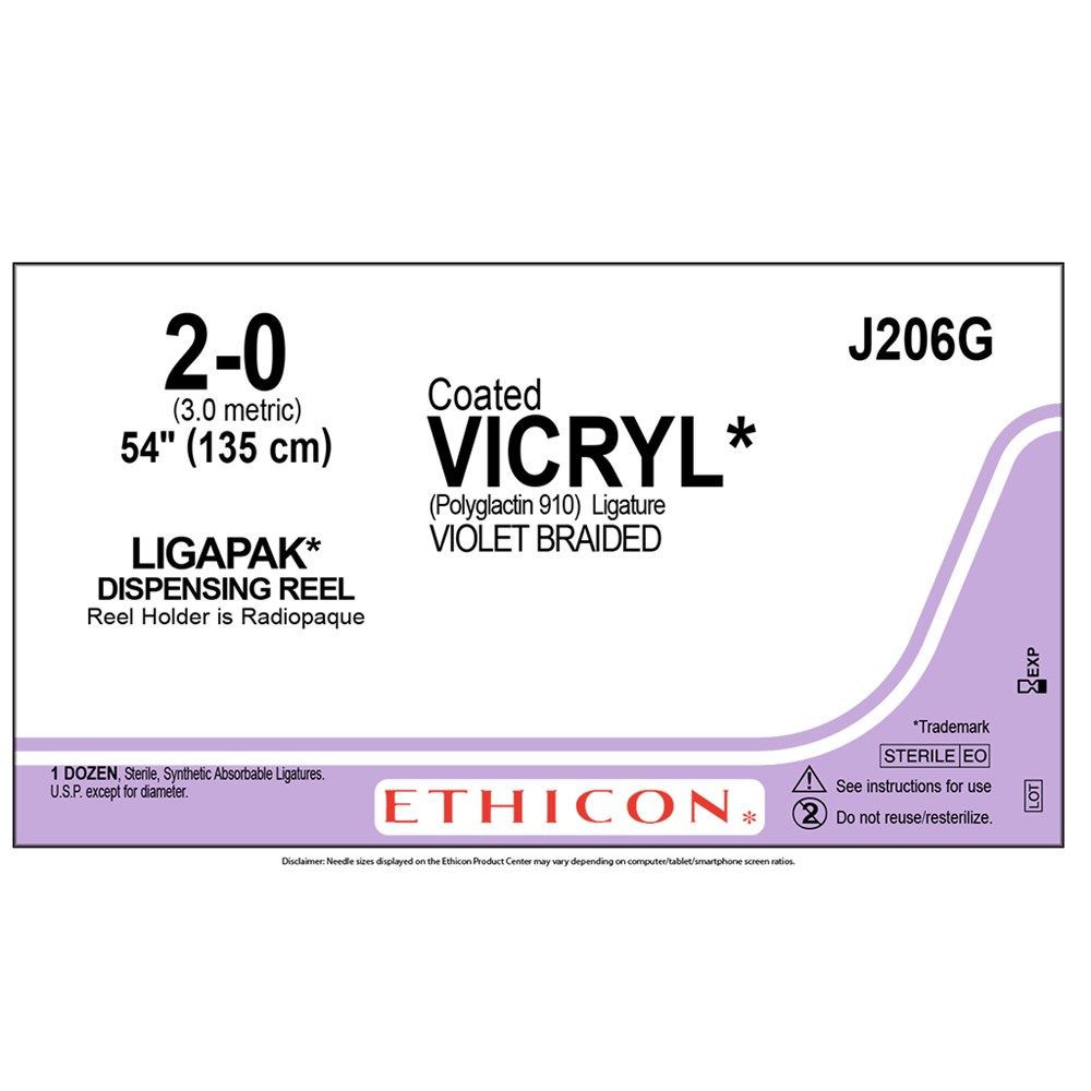 ETHICON VICRYL LIGAPAK / 2-0 / 135CM / VIOLET / BOX OF 12 photo