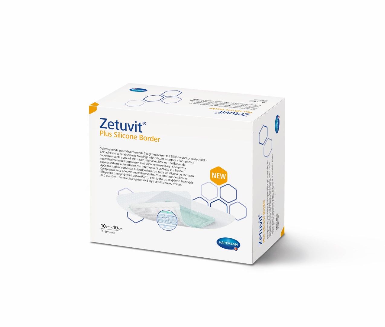 ZETUVIT PLUS SILICONE BORDER 10CM X 10CM / BOX OF 10 photo