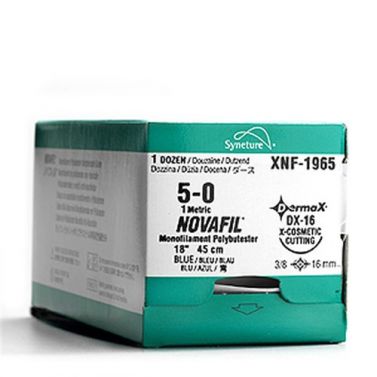 NOVAFIL 3/8 CIRCLE BLUE SUTURES / 4-0 / 19M / 45CM / BOX OF 12