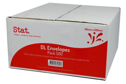 ENVELOPE DL SIZE / WITH WINDOW / PEEL/SEAL U/B / PACK OF 500