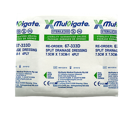 MULTIGATE SPLIT DRESSING /  NON-WOVEN / 7.5 X 7.5CM / 4 PLY / BOX OF 40