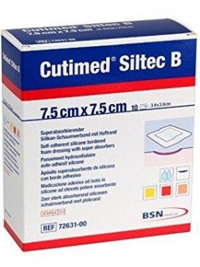 CUTIMED SILTEC BORDER DRESSING / STERILE / 7.5CM X 7.5CM / BOX OF 10