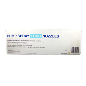 XYLOCAINE (LIGNOCAINE/LIDOCAINE) PUMP SPRAY NOZZLE LONG / 230MM  / BOX OF 10