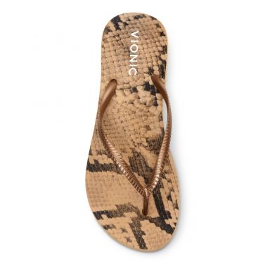 VIONIC WOMENS NOOSA PRINT TOE POST SANDAL - BRONZE SNAKE