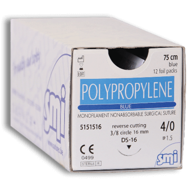 SMI POLYPROPYLENE 3/8 CIRCLE SUTURES