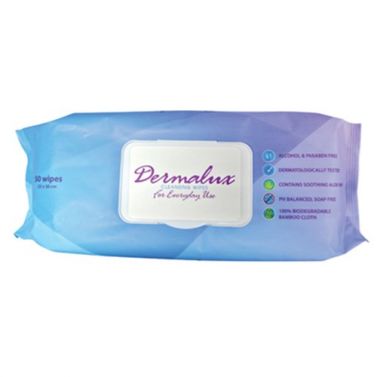 DERMALUX CLEANSING WIPES / 23CM X 30CM / PACK OF 50