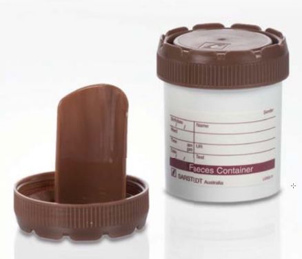FECAL SPECIMEN CONTAINER / 70ML / BROWN LID / EACH