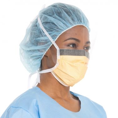 HALYARD FLUIDSHIELD FOG-FREE SURGICAL MASK WITH WRAPAROUND SPLASHGUARD AND ANTI-GLARE VISOR / BOX OF 25