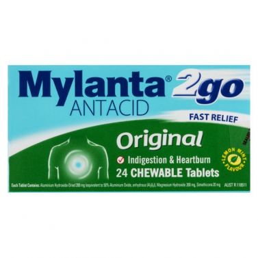 MYLANTA 2 GO ORIGINAL CHEWABLE TABLETS / 24 TABLETS