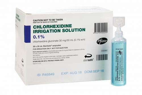 CHLORHEXIDINE ANTISEPTIC SOLUTIONS (AMPOULES) /  0.1% 30ML BOTTLE /  BOX OF 30