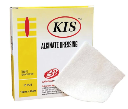 KIS ALGINATE DRESSING / SHEET / 10 x 10CM / BOX OF 10