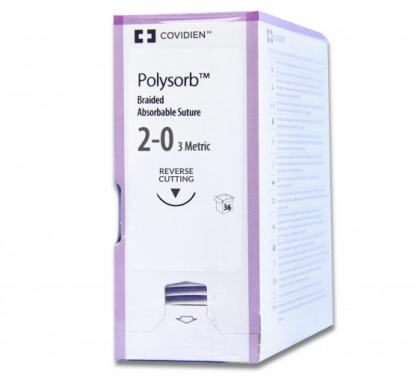 POLYSORB 3/8 CIRCLE SUTURES / 2-0 / 24MM / 75CM / C-14 / BOX OF 36