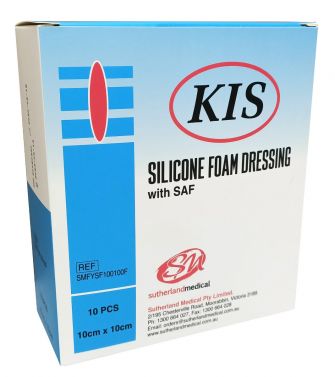 KIS SILICONE FOAM DRESSING / BORDER / 10 x 10 (6.2 x 6.2)CM / BOX OF 10