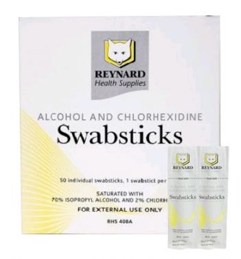 SWAB STICK 2% CHLHEX 70% ALC / BOX OF 50