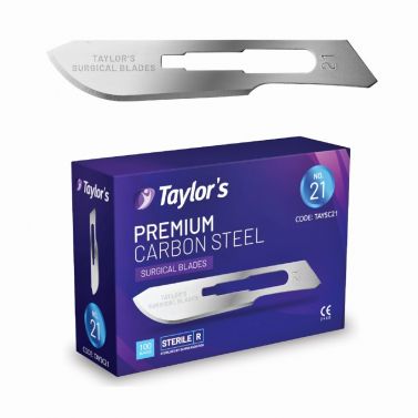 TAYLOR'S PREMIUM SCALPEL BLADE / SIZE 21 / BOX OF 100