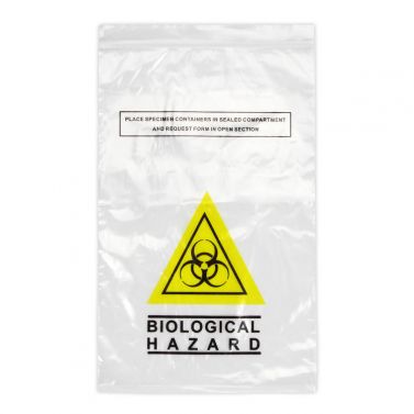 CLEAR SPECIMEN PLASTIC BIO WASTE BAG / SMALL / 26CM X 16CM / EACH