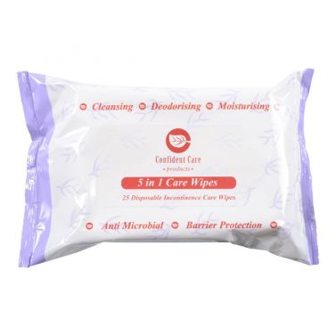 WIPES INCONTINENCE CARE / 5 IN 1 / PACK OF 25