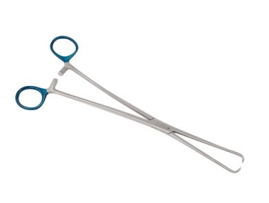 AMTECH TENACULUM STRAIGHT FORCEPS / BLUE END / STERILE / 25CM