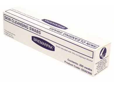 BRIEMAR SKIN CLEANSING ALCOHOL SWABS / 30MM X 56MM / BOX OF 200