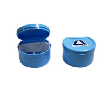 DENTURE CUP ATTACHED LID BLUE