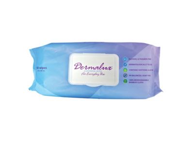 DERMALUX CLEANSING WIPES / 23CM X 30CM / PACK OF 50