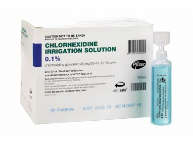 CHLORHEXIDINE ANTISEPTIC SOLUTIONS (AMPOULES) /  0.1% 30ML BOTTLE /  BOX OF 30