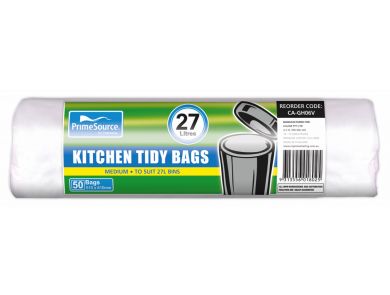 PRIMESOURCE KITCHEN TIDY BAGS / MEDIUM WHITE 28L / BOX/1000 (20 x ROLLS OF 50)