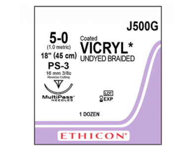 VICRYL COATED SUTURES / 5-0 / 16MM / 45CM / BOX OF 12