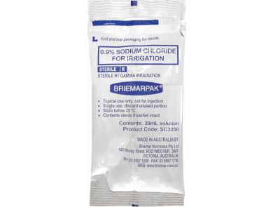 SODIUM CHLORIDE FOR IRRIGATION 0.9% / 30ML SACHET / BOX OF 75
