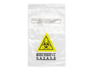 CLEAR SPECIMEN PLASTIC BIO WASTE BAG / SMALL / 26CM X 16CM / EACH