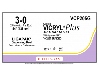 ETHICON COATED VICRYL® (POLYGLACTIN 910) SUTURE  / 3-0 / 135CM / LIGAPAK / BOX OF 12