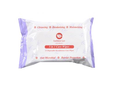 WIPES INCONTINENCE CARE / 5 IN 1 / PACK OF 25